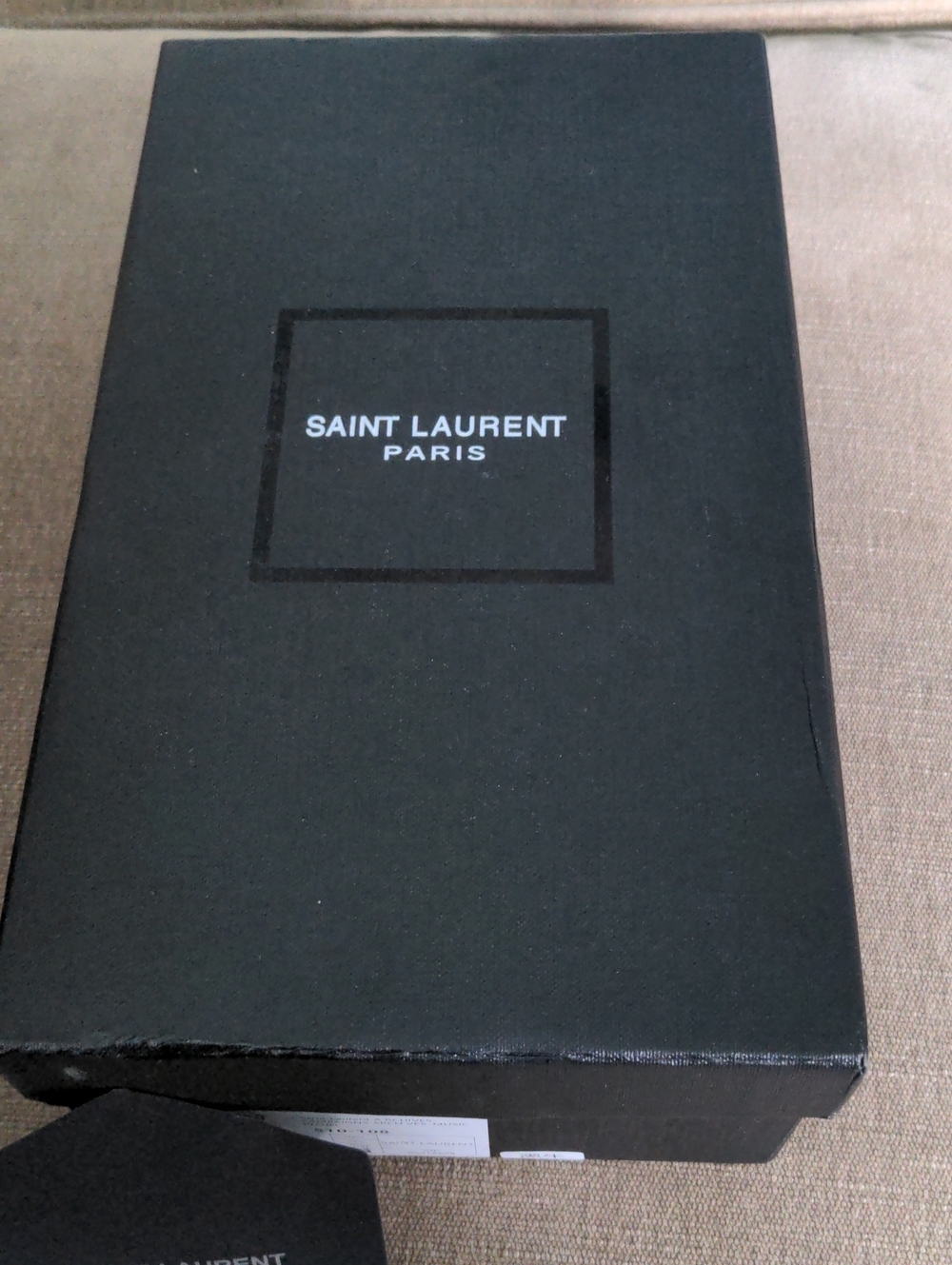 Saint Laurent Black Shoe Box with Logo, Textured, Empty, Envelope